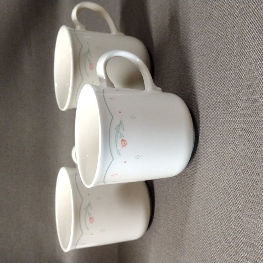 3 Calico Rose Corningware mug set